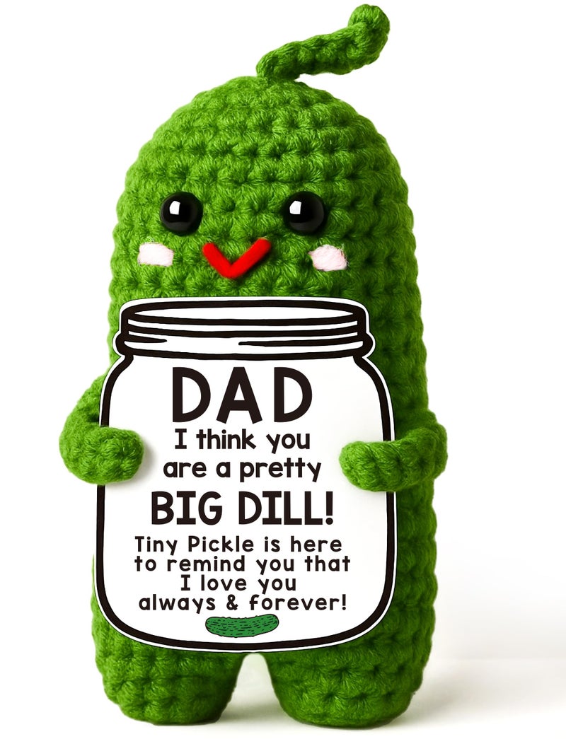 MAMAGIFTREE Valentines Dad Gifts from Daughter or Son,Handmade Crochet Pickle Birthday Gifts for Dad -I Love Best Daddy Ever Gift Thank You Daddy Funny Emotional Care Desk Decor - Image 1
