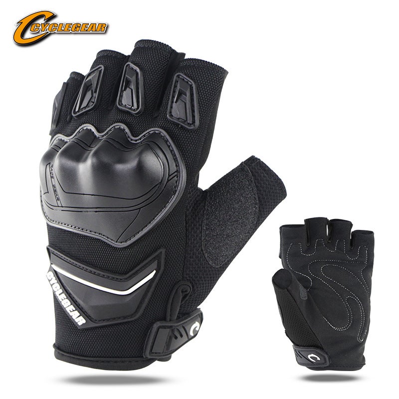 Generic Motorcycle Racing Gloves, Full Finger, Breathable Black-Short Finger