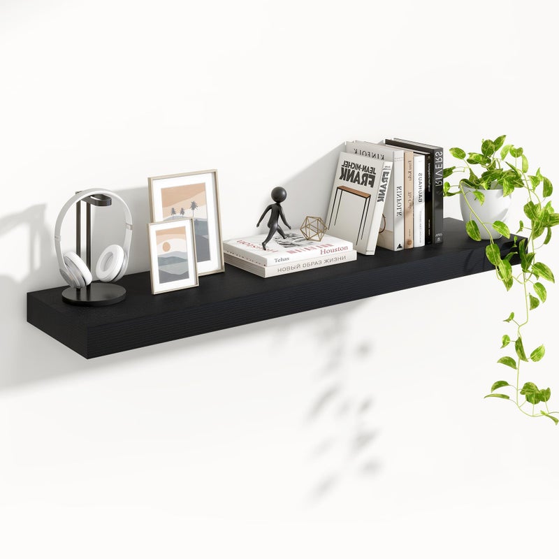 Heimlove Floating Shelves for Wall 48 Inch Long,Extra Large and Thick Wood Shelves Mounted Storage Hanging Shelf Invisible Bracket for Bedroom,Living Room,Kitchen,Office,Black - Image 1
