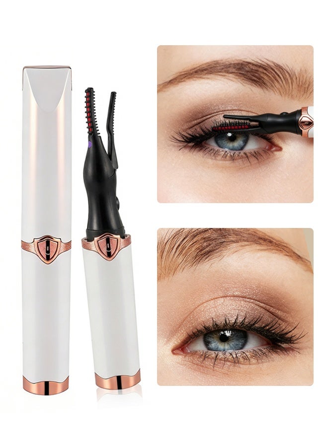 Arabayt Electric  heated eyelash curler, USB rechargeable mini portable eyelash curler, long-lasting curling eyelash tool, women's makeup and beauty tool (white) - Image 1