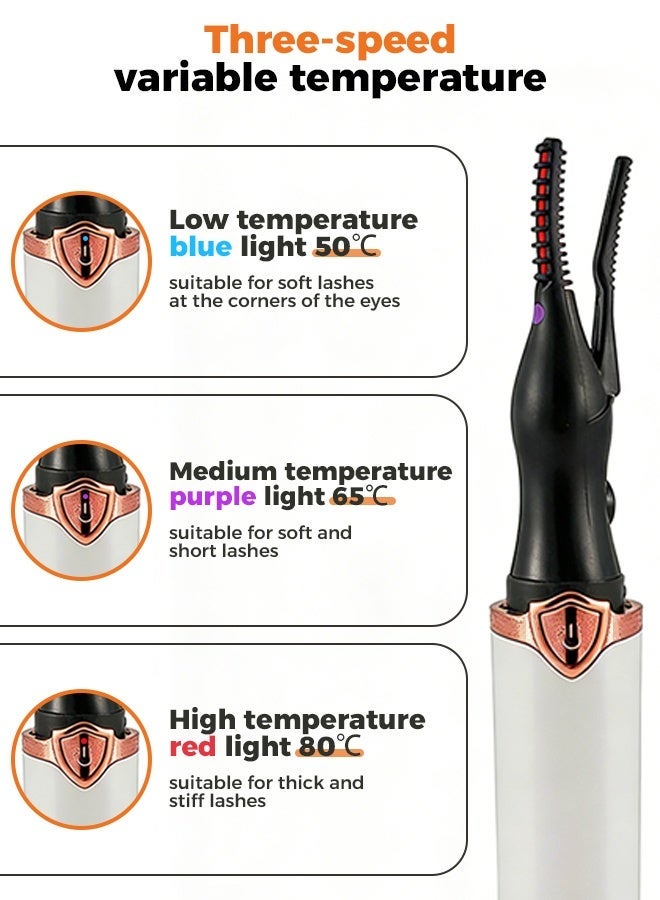 Arabayt Electric  heated eyelash curler, USB rechargeable mini portable eyelash curler, long-lasting curling eyelash tool, women's makeup and beauty tool (white) - Image 5