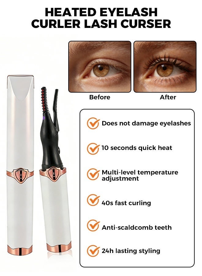 Arabayt Electric  heated eyelash curler, USB rechargeable mini portable eyelash curler, long-lasting curling eyelash tool, women's makeup and beauty tool (white) - Image 4