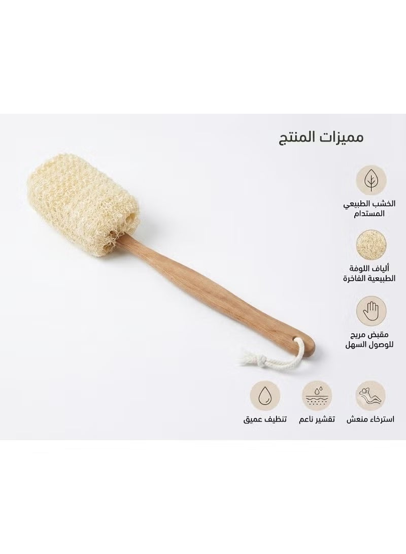 فرشاة استحمام بمقبض خشبي طويل لتقشير وتدليك الظهر والجسم – للاستخدام الجاف والرطب - Image 4