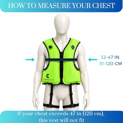 Khroom Inflatable Snorkel Vest for Adults Snorkeling Vest for 6075 Height Fits Chest 3247 in 81120 cm V2 2026 Model with Flat SnagFree Valve Dual Chambers for Snorkeling SUP Turqu - Image 3