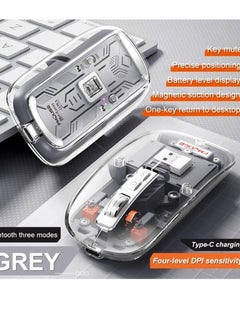 Three-mode transparent wireless mouse 2.4G/Bluetooth 5.1 silent magnetic rechargeable wireless mouse with battery display