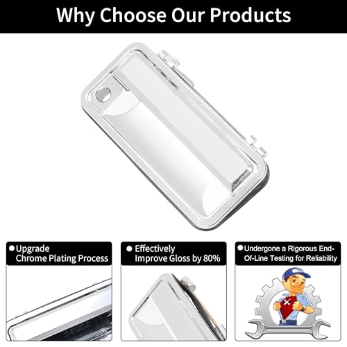 Gledewen مقبض باب خارجي من الكروم، متوافق مع شيفروليه K1500 K2500 K3500 C1500 C2500 C3500 من 1988-2001، GMC C/K 1500 2500 3500 بيك أب، سوبربان، تاهو، يوكون، كاديلاك، أمامي خارجي يمين ويسار بالكامل من البلاستيك - Image 4