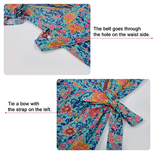 PopReal Mommy and Me Dresses Boho Casual Maxi Dress Summer Short Dress V Neck Wrap Floral Print Short Sleeve - Image 3