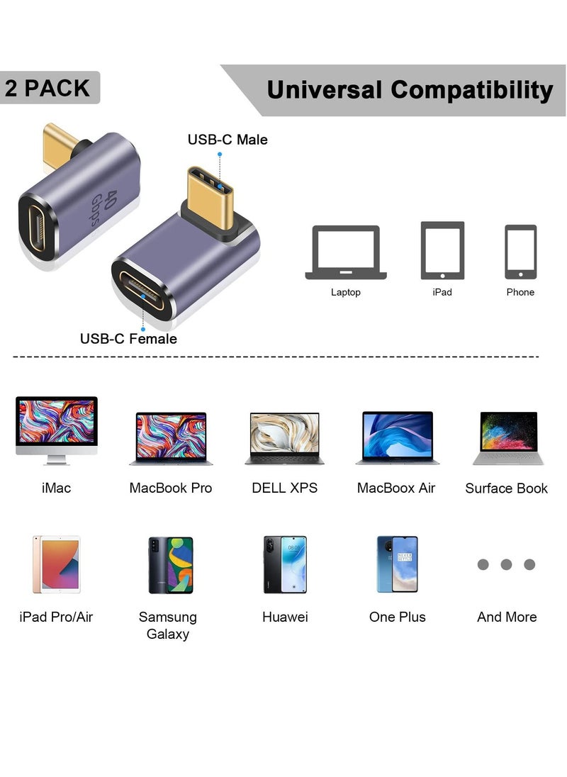 SYOSI USB 90 Degree Adapter Cable Adapter, 2pack 40Gbps USB C Adapter,  UP Angle Type C Extender Video Display 100W Charging for Thunderbolt 4/3, USB4, HUB, Mobile Phone, Tablet  - Image 5