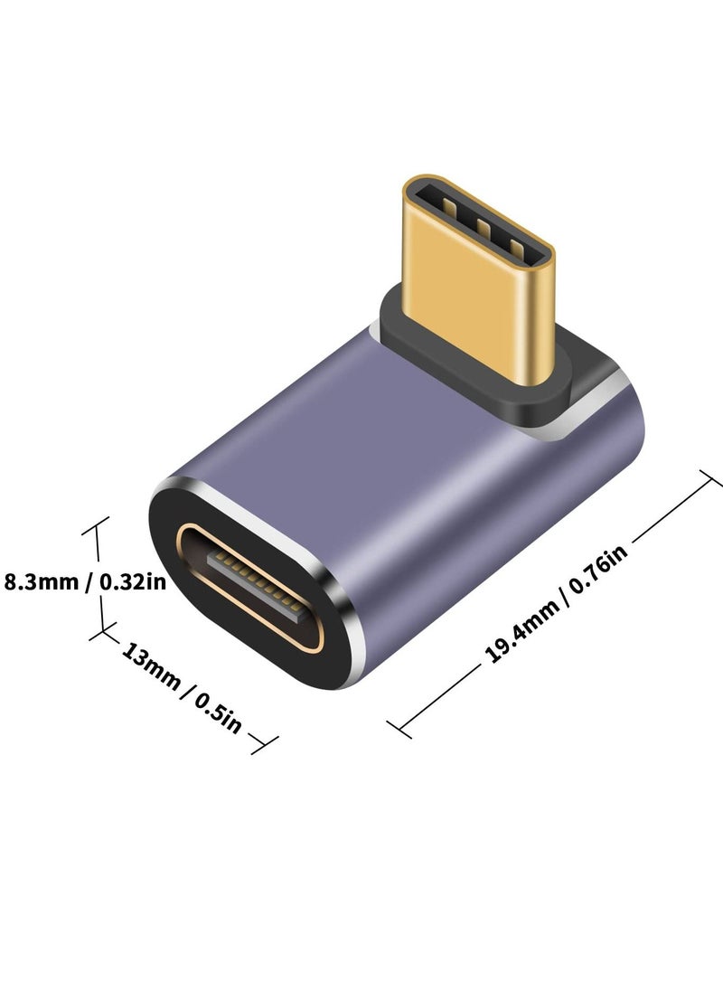 USB 90 Degree Adapter Cable Adapter, 2pack 40Gbps USB C Adapter,  UP Angle Type C Extender Video Display 100W Charging for Thunderbolt 4/3, USB4, HUB, Mobile Phone, Tablet