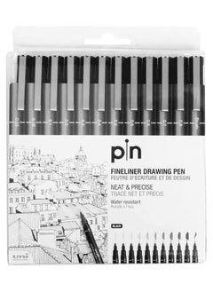 يوني بول مجموعة أقلام رسم UNI Fineliner مكونة من 12 قلمًا  - Image 1