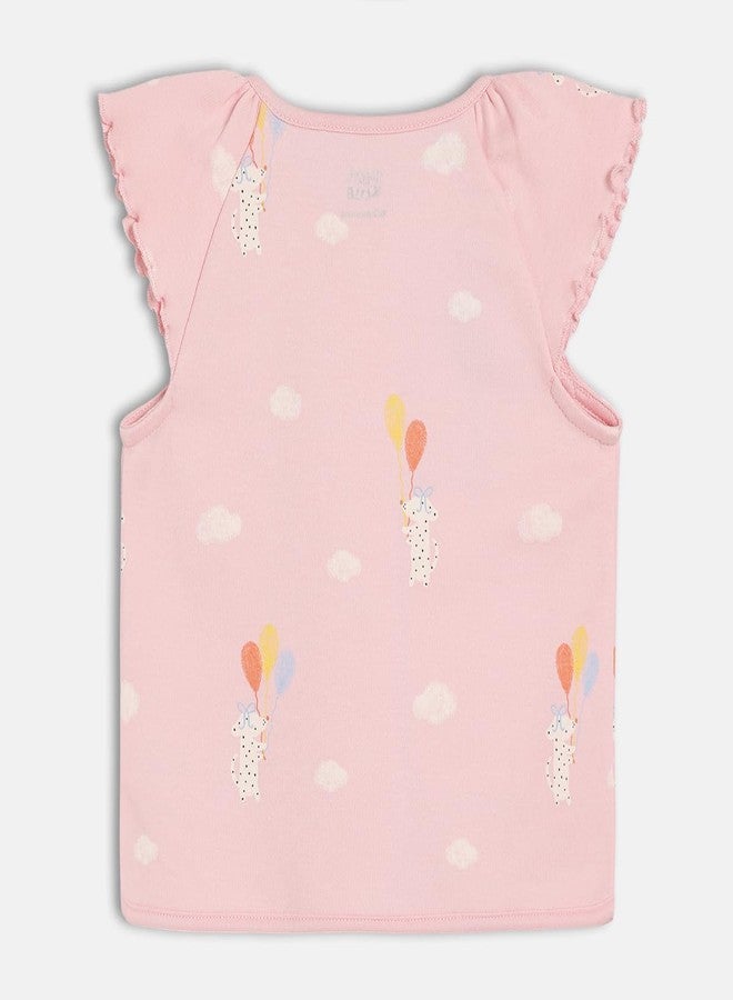 miniklub Cotton Pack of 2 Half Sleeves Sun & Animal Printed Front Open Vests - (6-9M) Pink/White - Image 5
