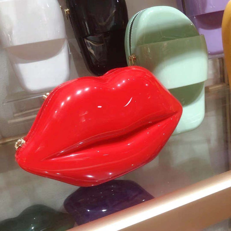 Cross-Border Women's Bag 2025 Korean Trendy Jelly Bag Patent Leather Lip Bag Coin Clutch Bag Personalized Makeup Chain Bag - Image 5