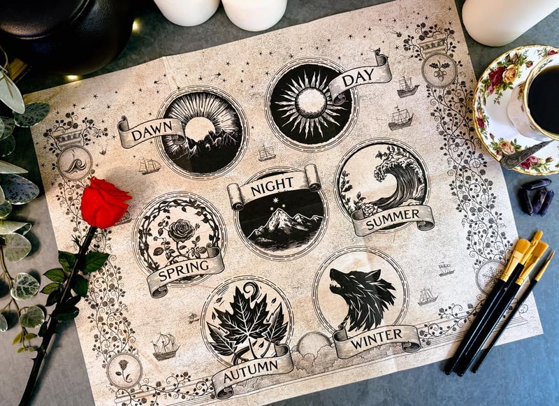 ConQuest Journals A Court of Thorns and Roses Prythian World Map, Authentic Parchment-Style Paper, Double-Sided ACOTAR Artwork, Folded Print, 16'' x 20'', Officially Licensed Sarah J. Maas Collection - Image 4