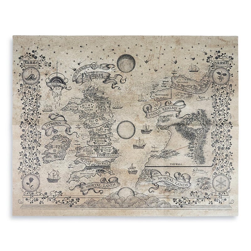 ConQuest Journals A Court of Thorns and Roses Prythian World Map, Authentic Parchment-Style Paper, Double-Sided ACOTAR Artwork, Folded Print, 16'' x 20'', Officially Licensed Sarah J. Maas Collection - Image 1