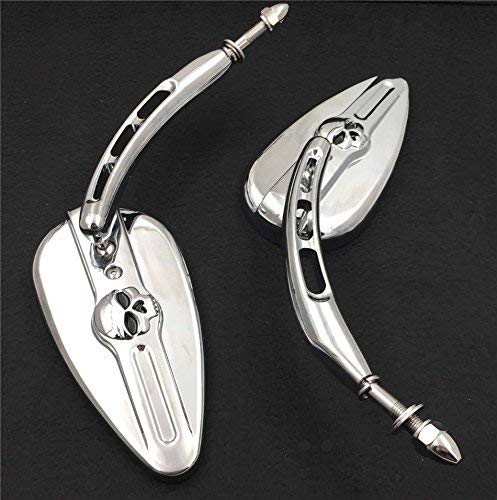 XKH-MOTO XKH- Motorcycle Chrome Skull Side Mirrors Compatible with 1984 and up Harley Davidson Softtail Slim Fat Boy Heritage Softail Classic Deluxe Breakout Night Road Special [B01HJ65UVQ] - Image 2