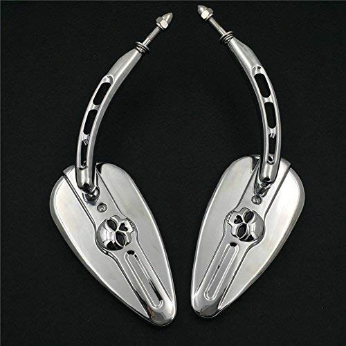 XKH-MOTO XKH- Motorcycle Chrome Skull Side Mirrors Compatible with 1984 and up Harley Davidson Softtail Slim Fat Boy Heritage Softail Classic Deluxe Breakout Night Road Special [B01HJ65UVQ] - Image 1