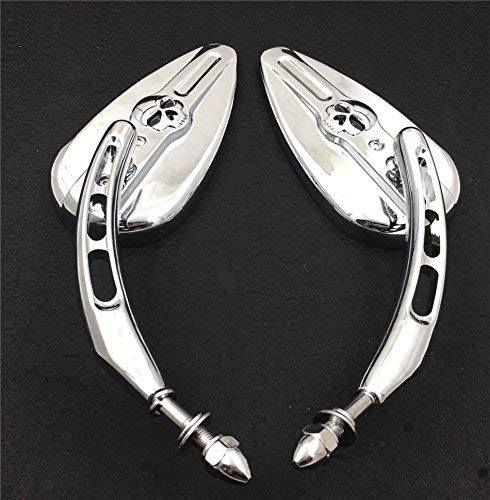 XKH-MOTO XKH- Motorcycle Chrome Skull Side Mirrors Compatible with 1984 and up Harley Davidson Softtail Slim Fat Boy Heritage Softail Classic Deluxe Breakout Night Road Special [B01HJ65UVQ] - Image 3