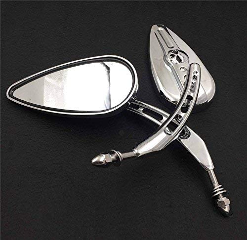 XKH-MOTO XKH- Motorcycle Chrome Skull Side Mirrors Compatible with 1984 and up Harley Davidson Softtail Slim Fat Boy Heritage Softail Classic Deluxe Breakout Night Road Special [B01HJ65UVQ] - Image 4