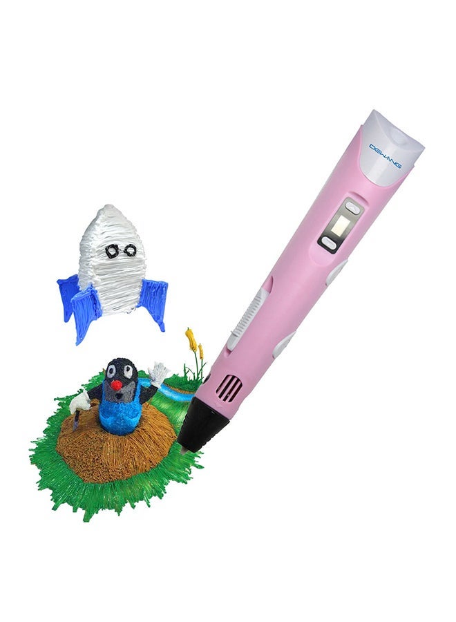 NIBEMINENT 3D Printing-Pen With Adjustable Speed And Temperature (US Plug) Pink/White - Image 3