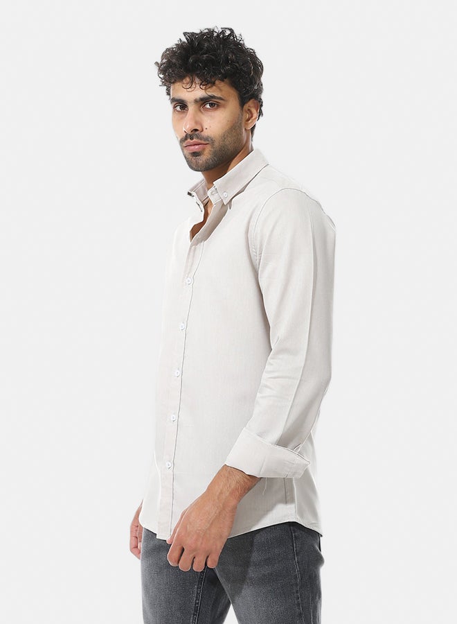 Andora Self Pattern Classic Neck Shirt _ Light Grey - Image 2