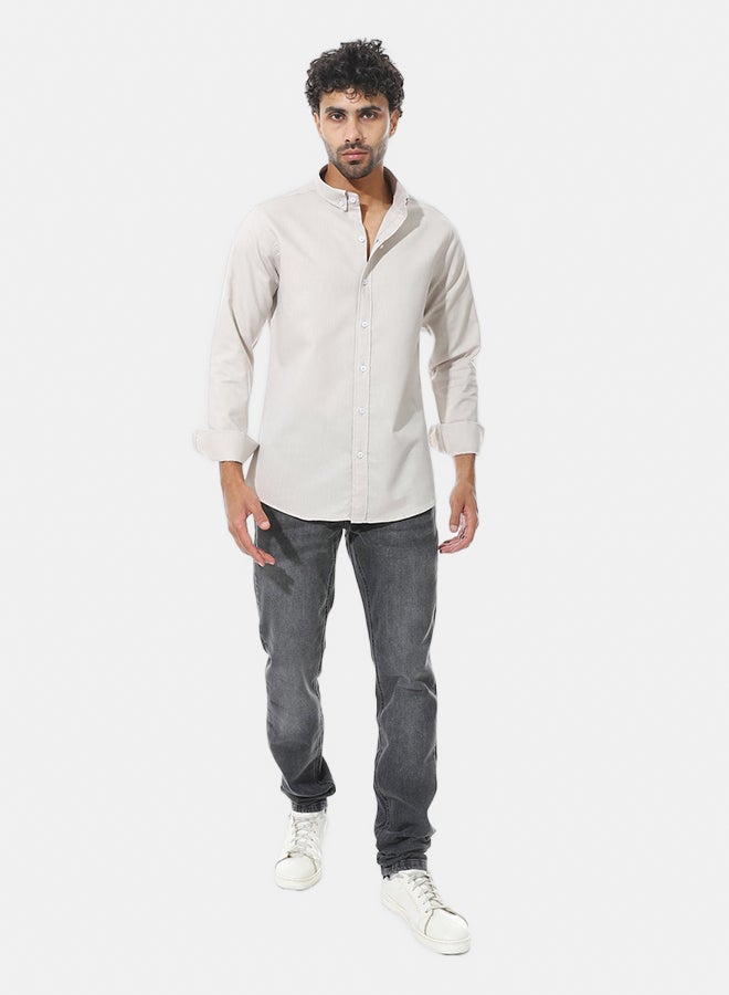 Andora Self Pattern Classic Neck Shirt _ Light Grey - Image 5