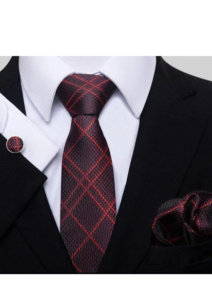 Tanyaz Multicolor Checkered Patterned Necktie Suit Gift Box Set - Image 2