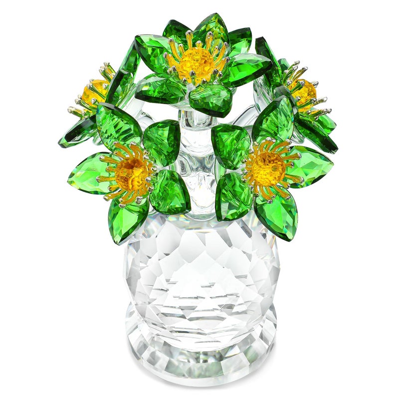 KRISININE Crystal Flower Figurine with Vase 3.8in Tall Glass Flower Figurine Collections Home Decor for Wedding Centerpiece Gift for Women(Pink) - Image 1
