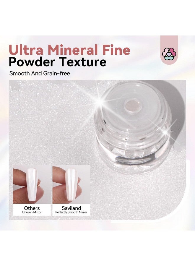 Saviland White Pearl Chrome Nail Powder: 1g Metallic Mirror Effect Chrome Powder for Nails Aurora Mermaid Chrome Nail Powder for Gel Polish Nail Art Decoration Pearl Glitter Pigment Dust Kit Home DIY - Image 4