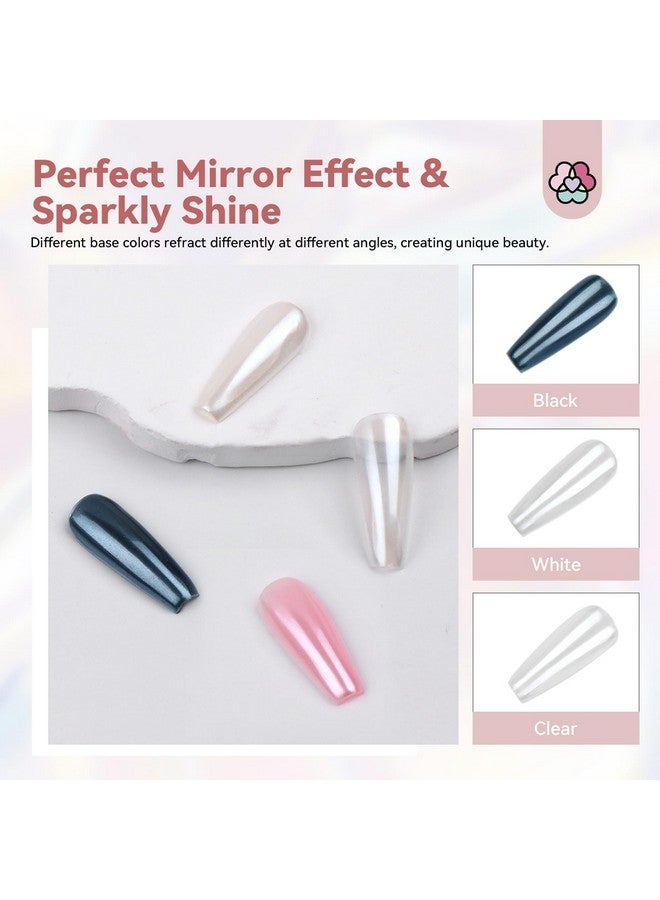 Saviland White Pearl Chrome Nail Powder: 1g Metallic Mirror Effect Chrome Powder for Nails Aurora Mermaid Chrome Nail Powder for Gel Polish Nail Art Decoration Pearl Glitter Pigment Dust Kit Home DIY - Image 3
