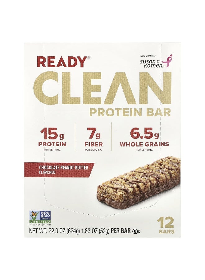 Ready, Clean Protein Bar, Chocolate Peanut Butter, 12 Bars, 1.83 oz (52 g) Each (Packaging may vary) - Image 1