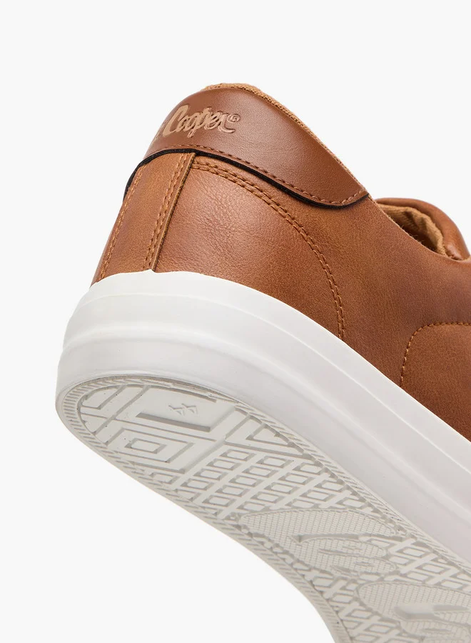 لي كوبر Men's Monotone Low Ankle Sneakers with Lace-Up Closure