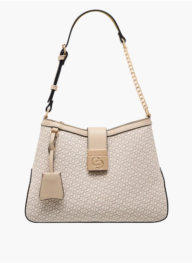 سيليست Women's Monogram Print Shoulder Bag with Flap Closure