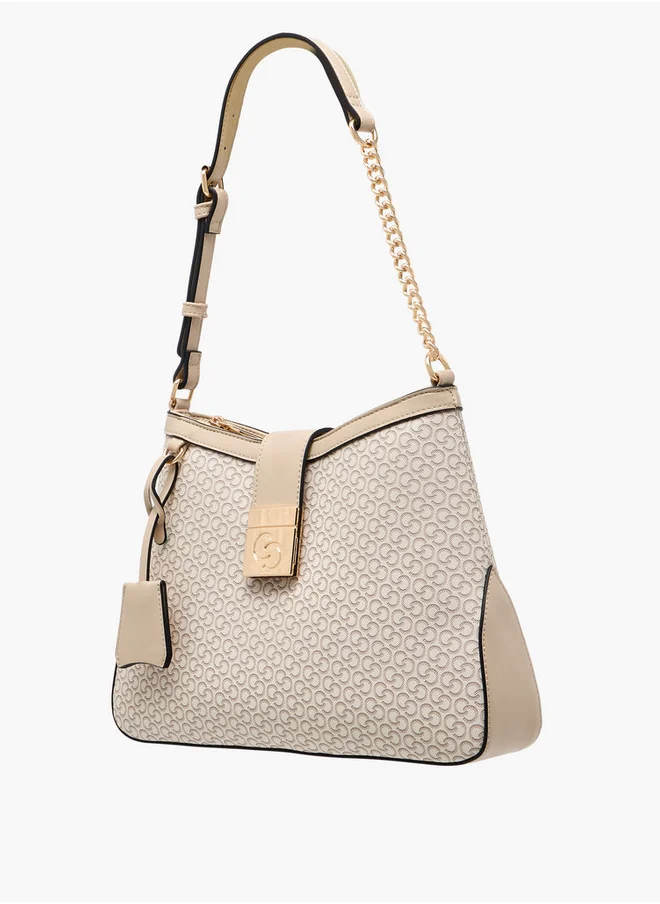 سيليست Women's Monogram Print Shoulder Bag with Flap Closure