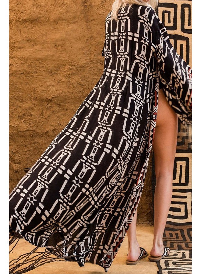 YouKD Women's Bohemian Cardigan Maxi Dress Beach Coverup Robe Long Kimono Robs One Size - Image 5
