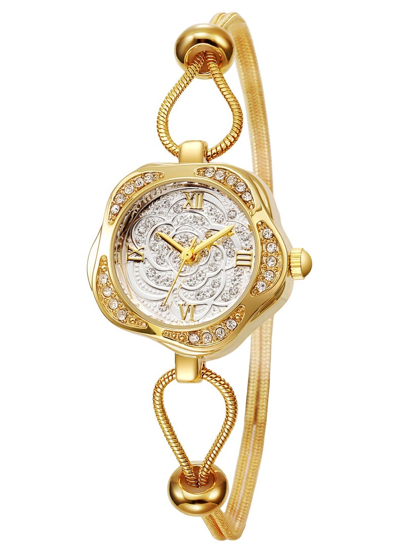 دي فاني ساعة يد للنساء من دي فاني لون ذهبي شريط الساعة بمقاس مرن - Image 1