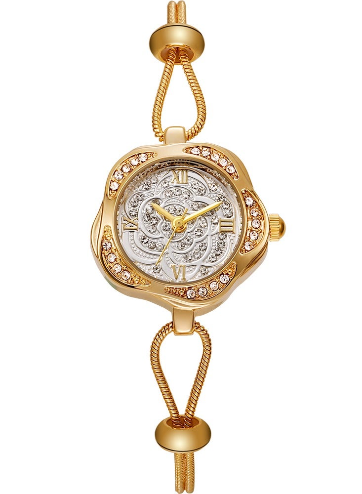 دي فاني ساعة يد للنساء من دي فاني لون ذهبي شريط الساعة بمقاس مرن - Image 2