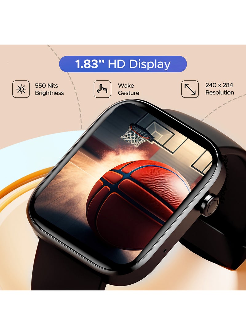 بوات ساعة boAt Wave Call 2 مع شاشة HD بحجم 1.83 بوصة، مكالمات بلوتوث متقدمة، استوديو واجهة الساعة المخصصة، عملات، أكثر من 700 وضع نشط، نتائج كريكيت مباشرة، ساعة ذكية للرجال والنساء - Image 4
