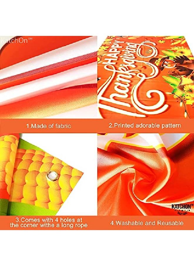 KATCHON Xtralarge Happy Thanksgiving Banner 72X44 Inch Thanksgiving Decorations | Thanksgiving Banner Decorations For Home | Autumn Fall Thanksgiving Backdrop Thanksgiving Party Decorations Indoor Outdoor  - Image 5