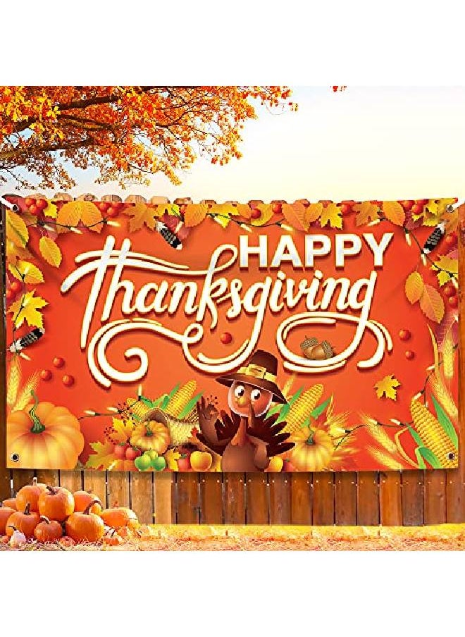 KATCHON Xtralarge Happy Thanksgiving Banner 72X44 Inch Thanksgiving Decorations | Thanksgiving Banner Decorations For Home | Autumn Fall Thanksgiving Backdrop Thanksgiving Party Decorations Indoor Outdoor  - Image 1