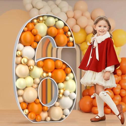 imprsv 4FT Marquee Number Mosaic Numbers for Balloons Mosaic Balloon Frame Marquee Number Number 6 Balloon for Sweet 16 Birthday Decorations 60th Anniversary Decor 60th Birthday Decorations - Image 1