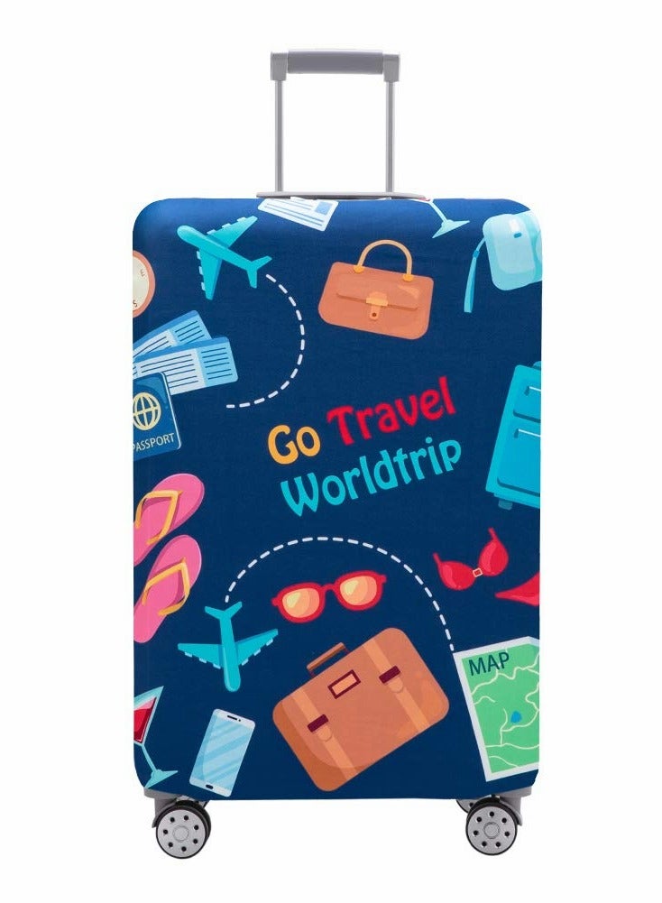 KASTWAVE Luggage Cover, Washable Suitcases Protector Fits 18-21 Inch Luggages (Go travel-Trip, S) - Image 1