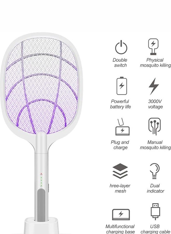 WEIDASI Rechargeable Electric Mosquito And Insect killer Racket with a USB Port Holder And LED lighting - Image 2