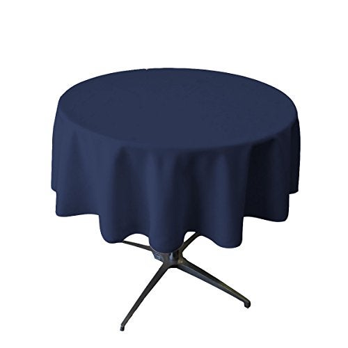 LA Linen Polyester Poplin Washable Round Tablecloth, Stain and Wrinkle Resistant Table Cover 58", Fabric Table Cloth for Dinning, Kitchen, Party, Holiday 58-Inch, Navy, (TCpop58R_NavyP72) - Image 1