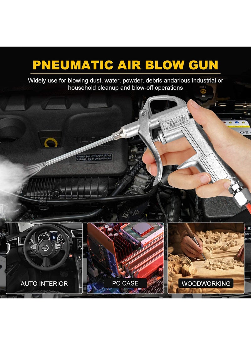 MEDBUDDY MEDBUDDY Industrial Air Blow Gun with Adjustable Air Flow Nozzle and 2 Steel Air flow Extension Pneumatic Air Compressor Accessory Tool Dust Cleaning Air Blower Gun  - Image 5