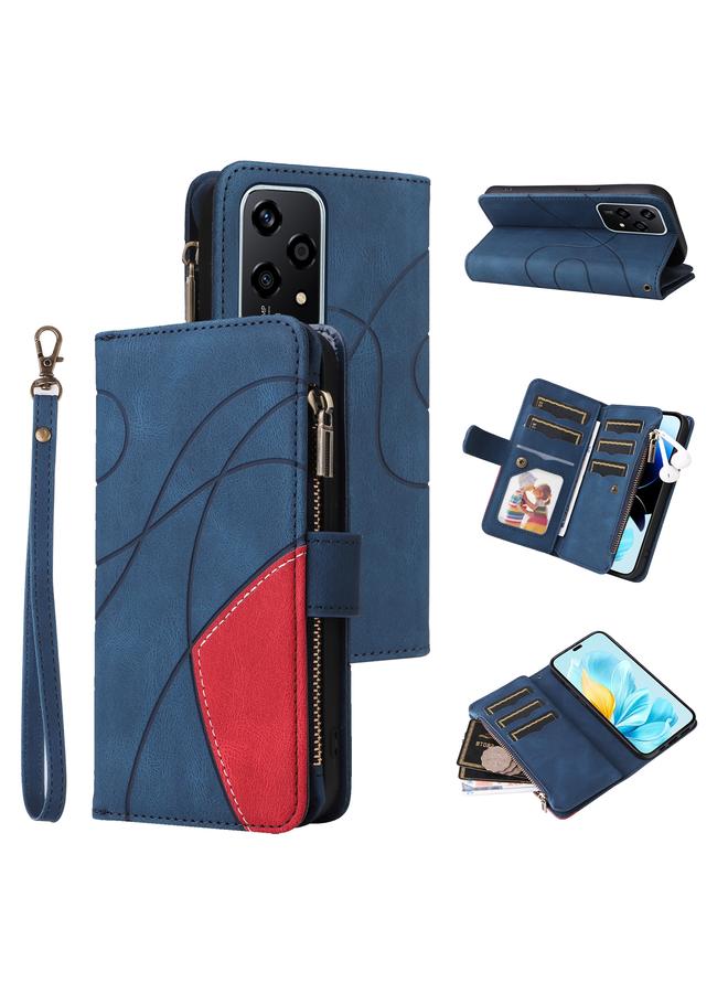 S-TOP Case For Honor 200 Lite Global Dual-color 9 Card Slots Zipper Wallet Leather Phone Case - Image 1