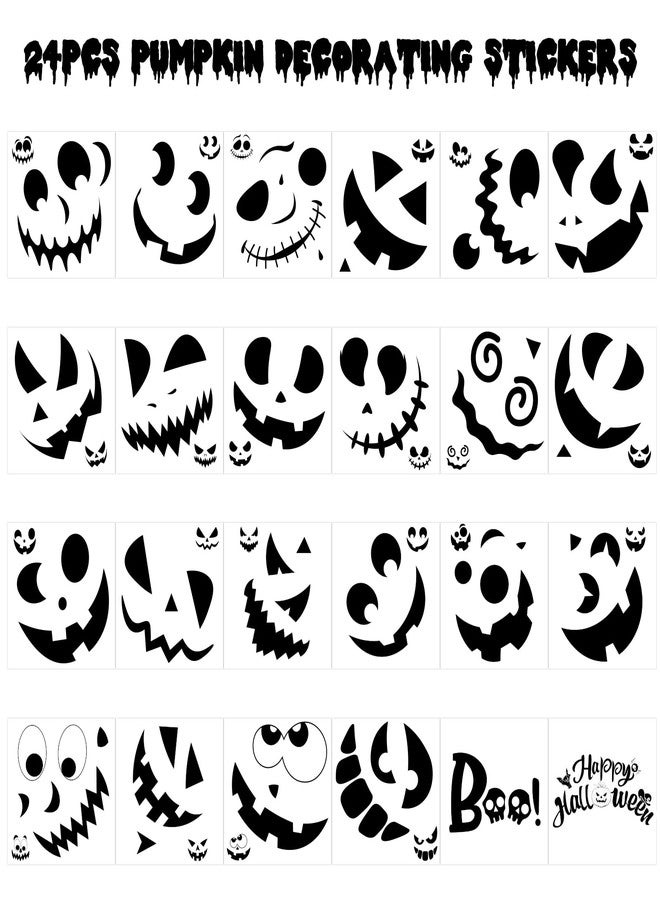 DERAYEE 24PCS Pumpkin Decorating Stickers Craft Kits, Fun Pumpkin Face Stickers Make Jack-O-Lantern Face Craft Decals for Halloween Party Favors Supplies DIY Activities Games Gifts (6 Sheets, Black) - Image 5
