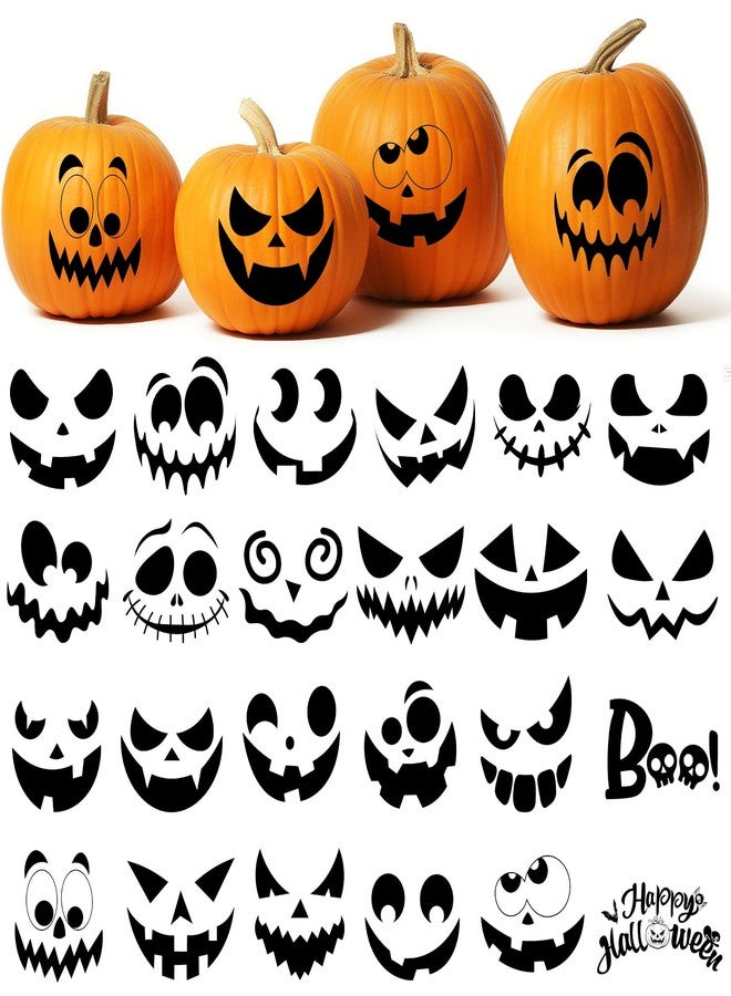 DERAYEE 24PCS Pumpkin Decorating Stickers Craft Kits, Fun Pumpkin Face Stickers Make Jack-O-Lantern Face Craft Decals for Halloween Party Favors Supplies DIY Activities Games Gifts (6 Sheets, Black) - Image 1