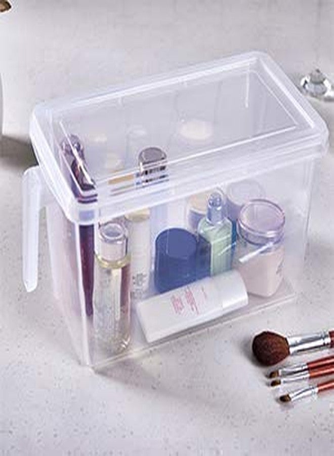BGVT Plastic 3 in 1 Separable Section Rectangular Fridge Storage Rack Organizer with Lid & Handle for Refrigerator Desk (White) - Set of 2 - Image 2