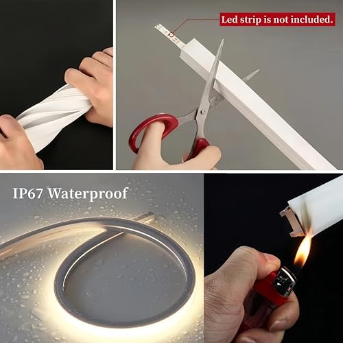 KSDLMPA 33Ft/10M Silicone LED Channel System, Aluminum Profile Substitutes 16x16mm DIY LED Neon Rope Light IP67 Waterproof for 6-12mm LED Strip Light Installation, for Indoor Outdoor Ambient Decor - Image 5