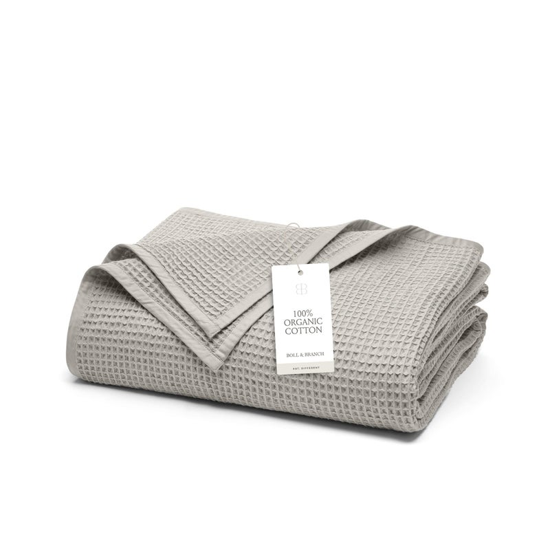 BOLL & BRANCH BOLL BRANCH Waffle Bed Blanket KingCal King Pewter Luxury 100 Organic Cotton Soft Lightweight and Breathable Textured Waffle Weave - Image 2